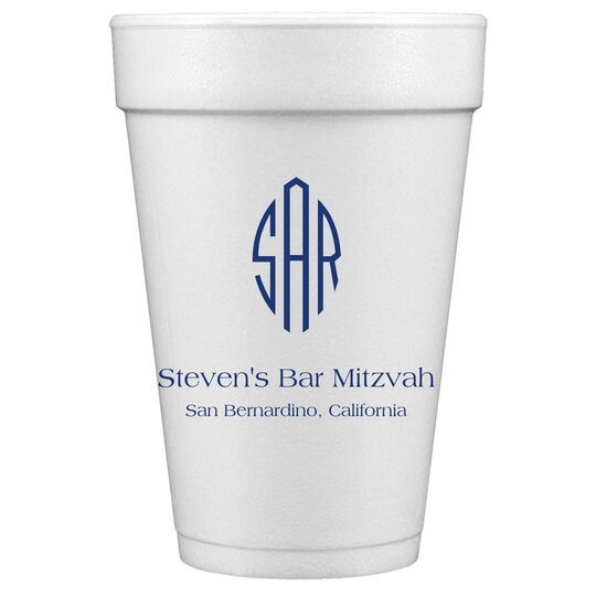 Shaped Oval Monogram with Text Styrofoam Cups